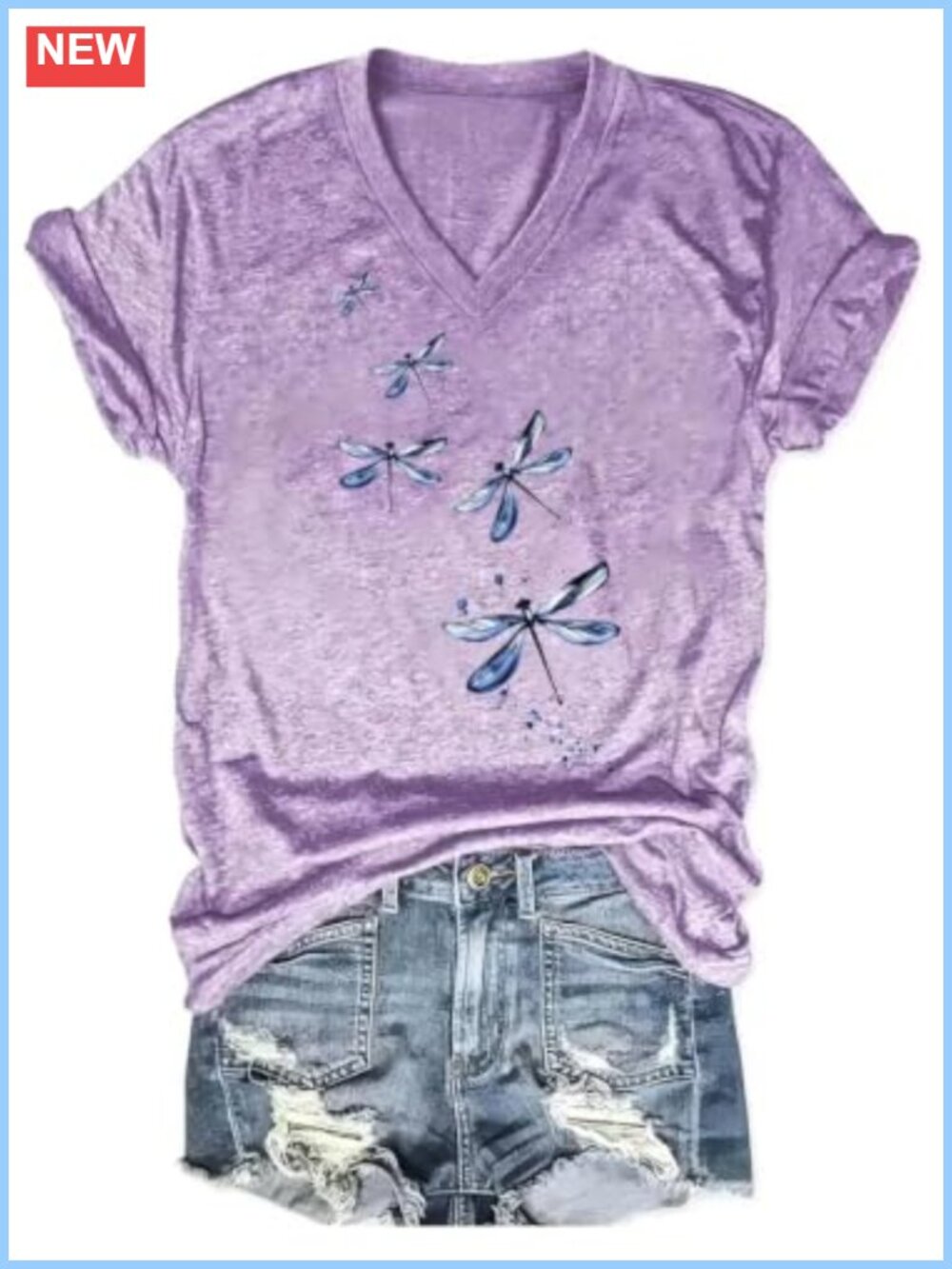 Women's Boho Floral V-Neck Short Sleeve Watercolor Print Tee Casual Summer Top